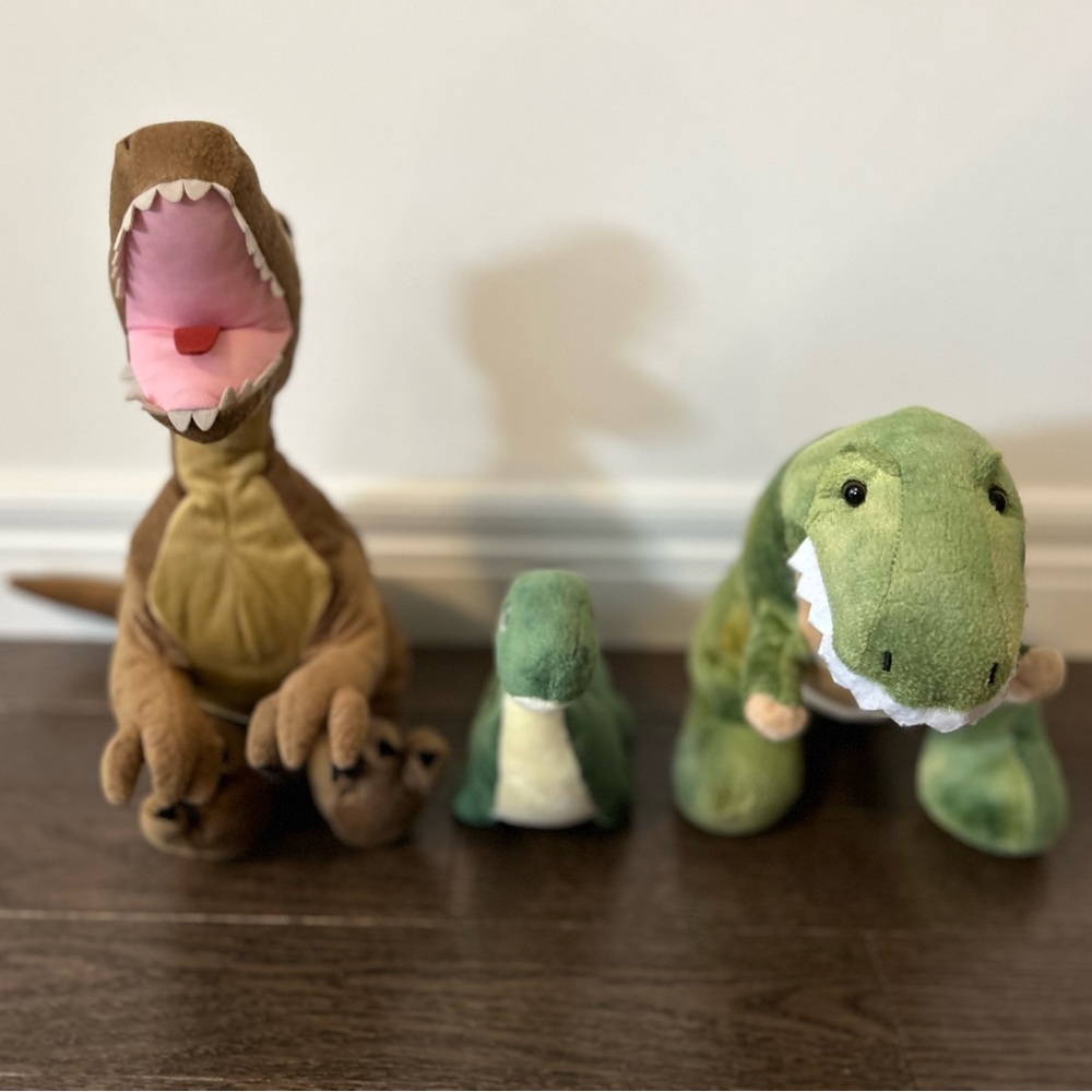 Plush Dinosaur Stuffed Animal Set - Green and Brown